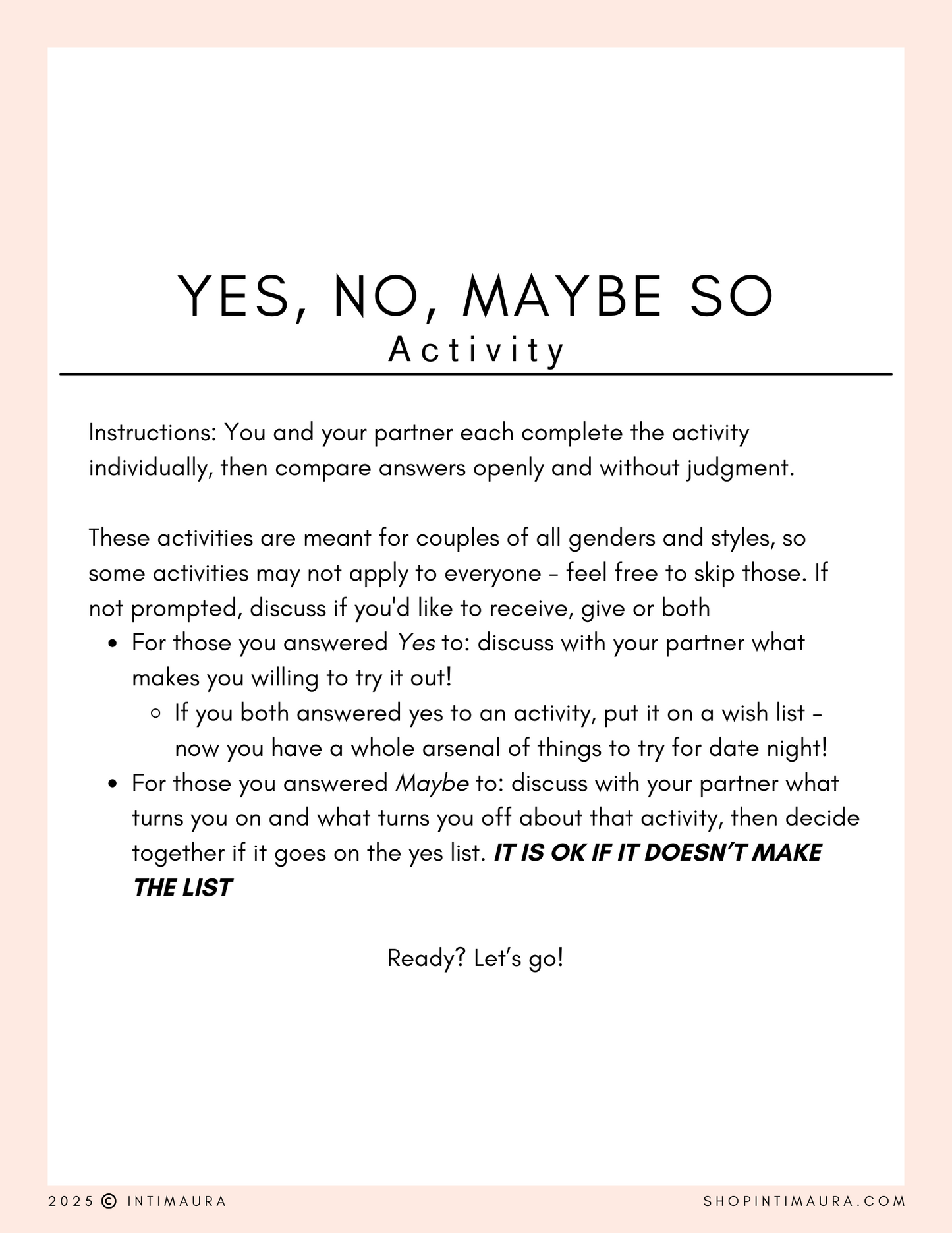 Free Guide: Yes/No/Maybe So Activity