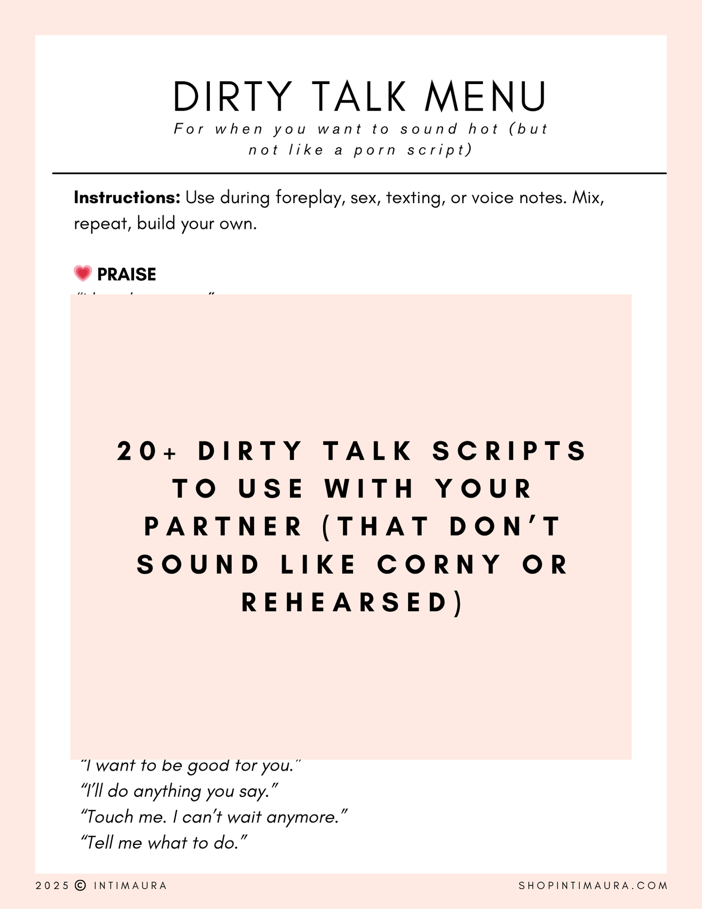 Free Guide: Dirty Talk Menu